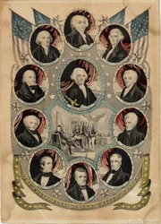 Die Präsidenten der Vereinigten Staaten, veröffentlicht von N. Currier, New York, um 1844